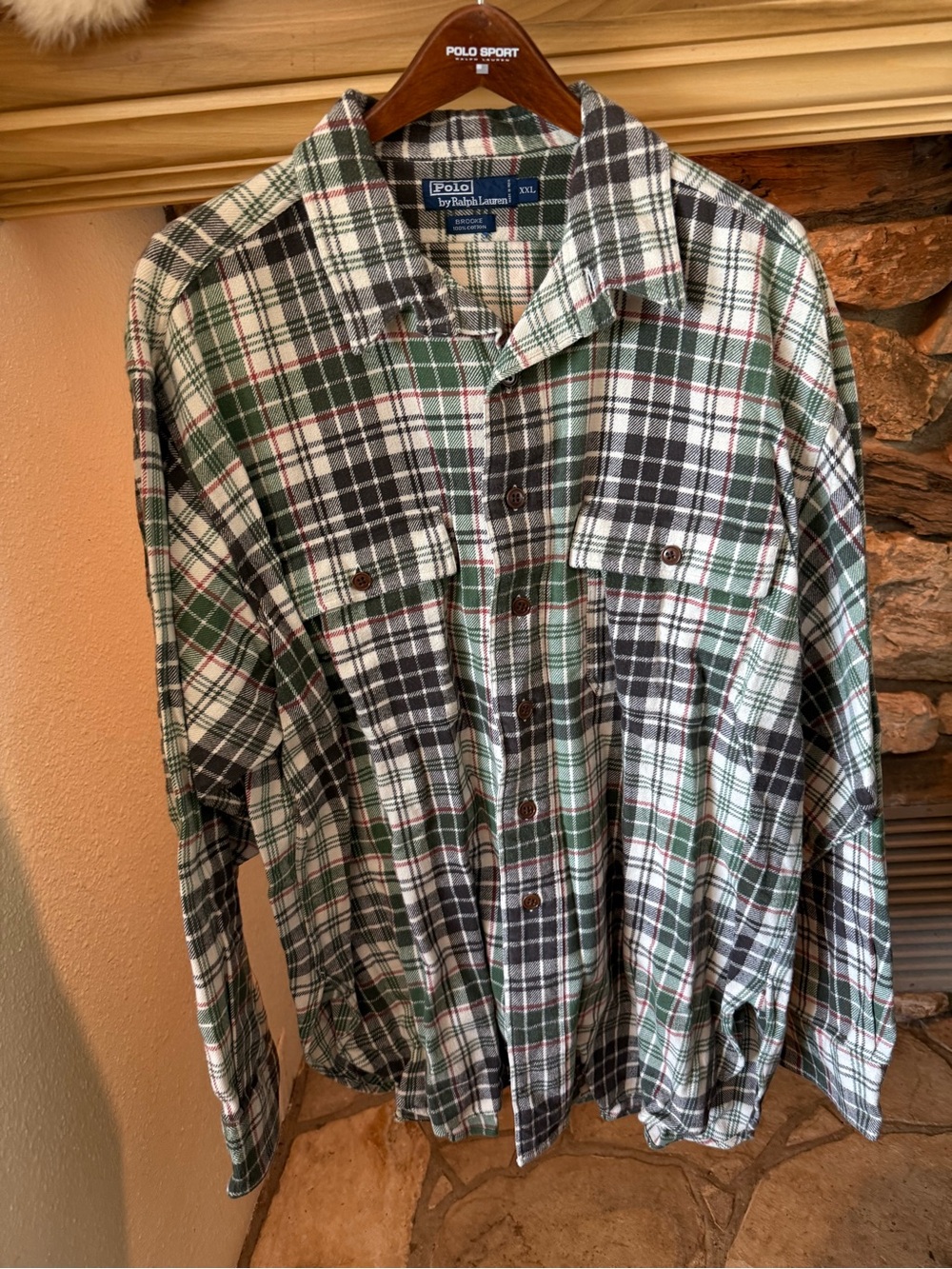 Polo Ralph Lauren Green & Black Plaid Button-Up Thick Flannel Brooke